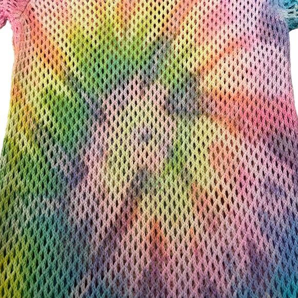 UNIF Beach Wear Women Dress Size L Cotton Multicolor Tie Dye Sheer Knit Mesh EUC - Picture 5 of 7